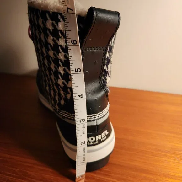 SOREL Leather Warm Lining Waterproof Winter Snow Boots Women (6) Black/White - Picture 15 of 16